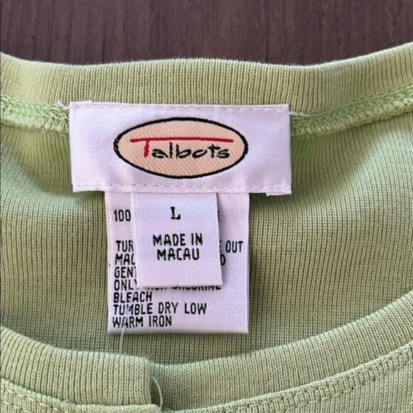 Talbots Light Green Button Front LS Cardigan Sweater - Picture 6 of 8
